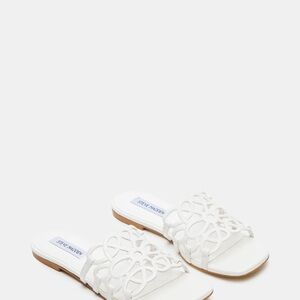 Steve Madden White Cutout Slide Sandals